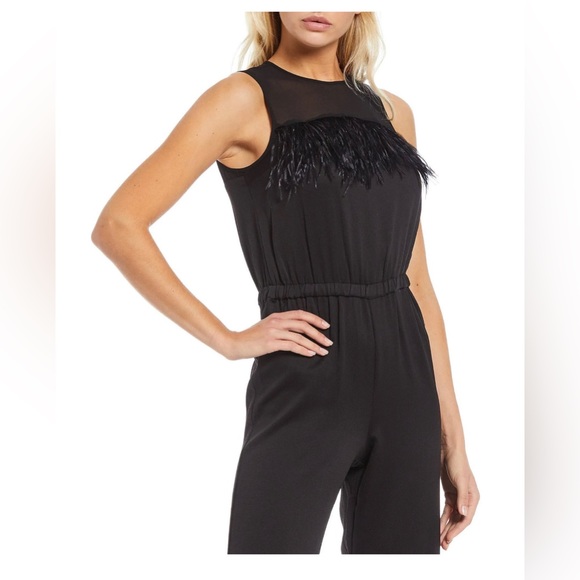 Michael Michael Kors Feather Trim Jumpsuit - Picture 2 of 7